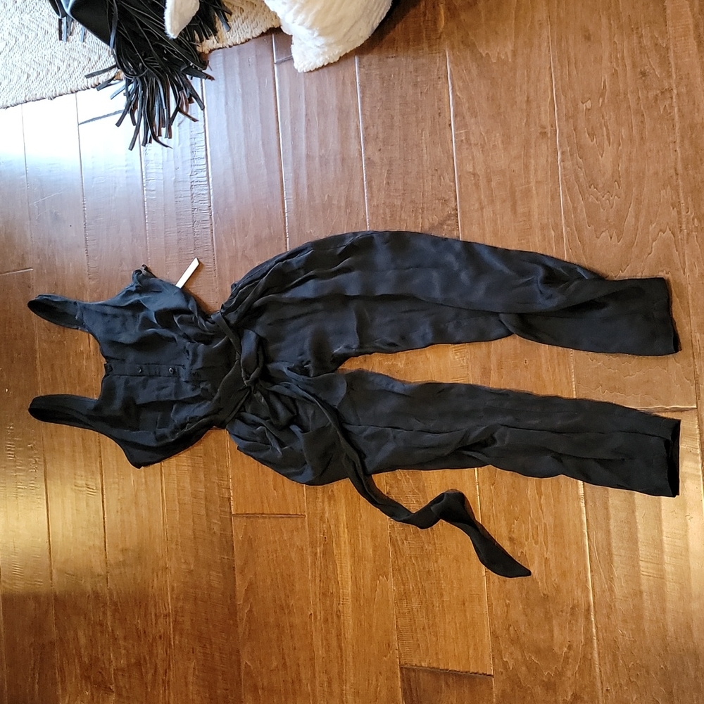 Black Satin Stillwater jumpsuit